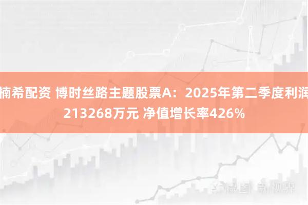 楠希配资 博时丝路主题股票A：2025年第二季度利润213268万元 净值增长率426%